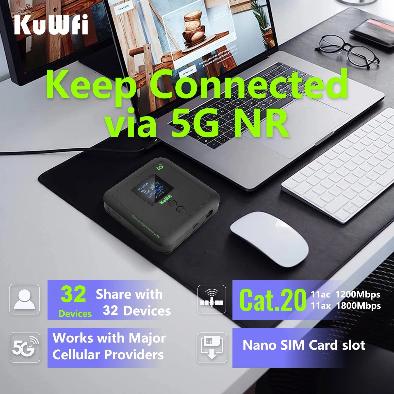   5G MiFi Wi-Fi 6 AX1800 Protable 4G Mobile Router Wireless Dual Band Wifi Mini Travel Router  Router   EUR Brandsonce   KuWFi Brandsonce Brandsonce