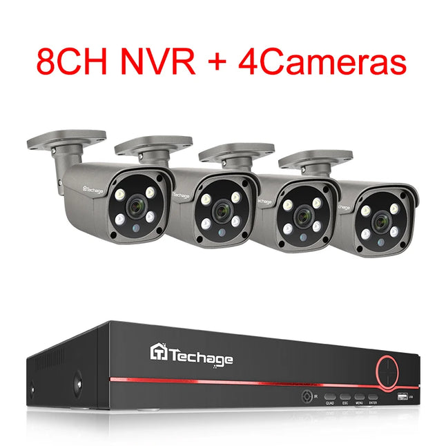   Techage 8CH 5MP HD POE CCTV Security Camera System Home Video Surveillance NVR Kit Face Detection Outdoor IP Camera Set Xmeye  Cameras   EUR Brandsonce   Techage Brandsonce