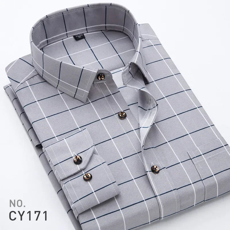   New 2024 Business Shirts Plaid Shirts Long Sleeve Spring Autumn Thin Male Casual Shirt  Clothing   EUR Brandsonce   Btsukimi Brandsonce Brandsonce