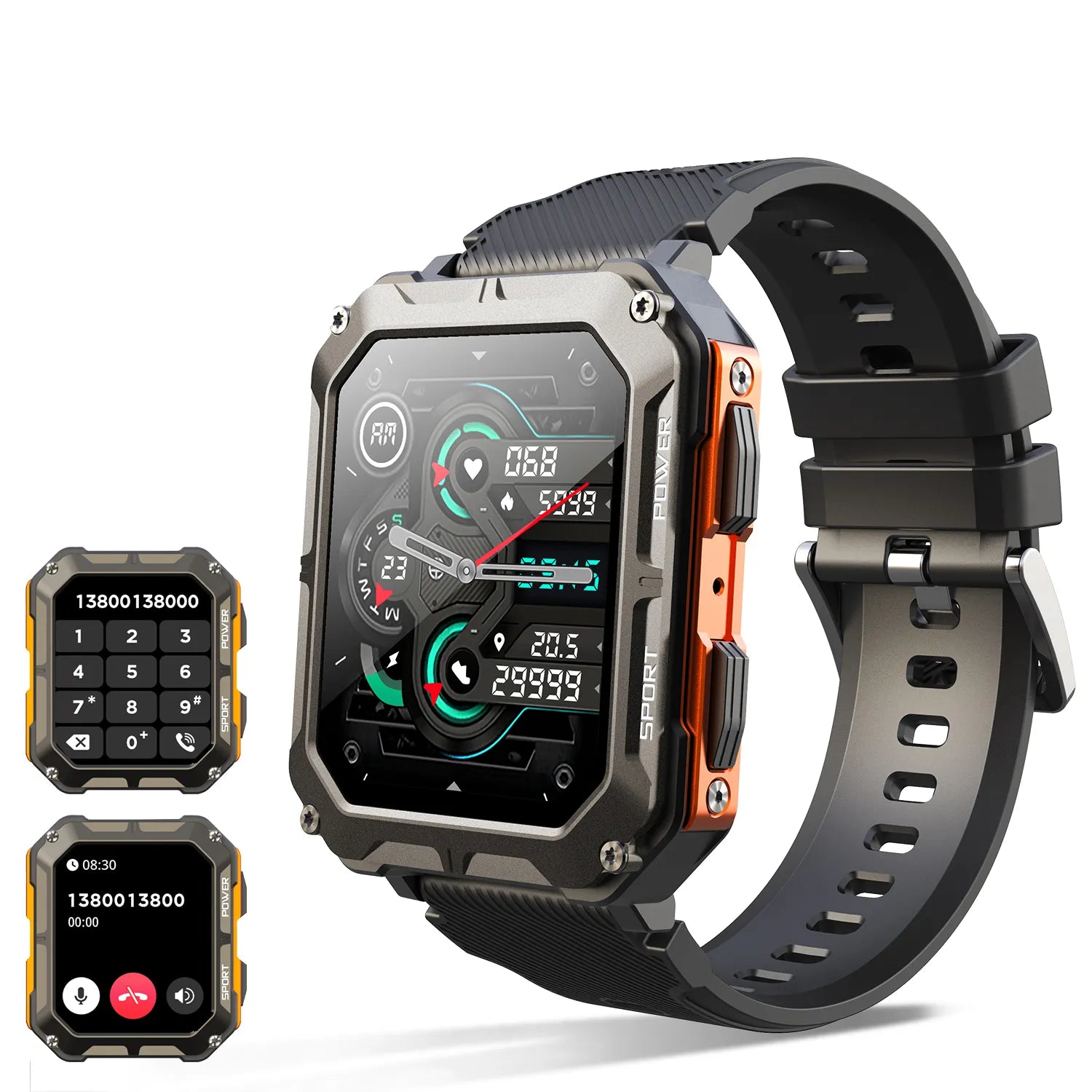 C20 Pro Smart Watch Voice Assistant BT Wireless Call Business Outdoor Sports IP68 Waterproof Wristwatch For Android iOS