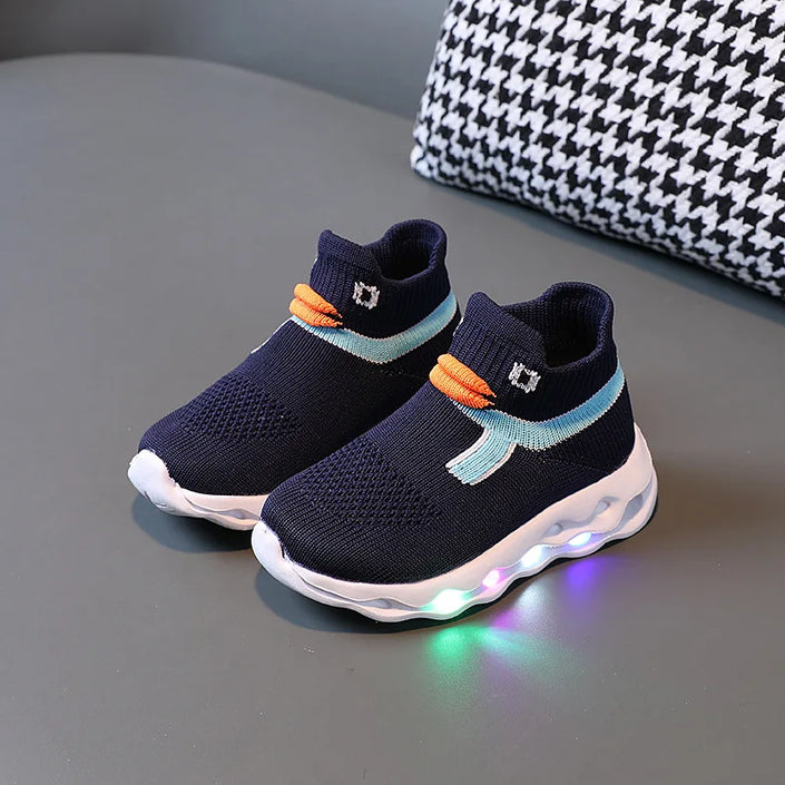   Knitted LED Casual Sneakers for Kids Boys Girls Breathable Mesh Slip on Sports Shoes with Glow Features for Autumn  Shoes   EUR Brandsonce   NoEnName_Null Brandsonce Brandsonce