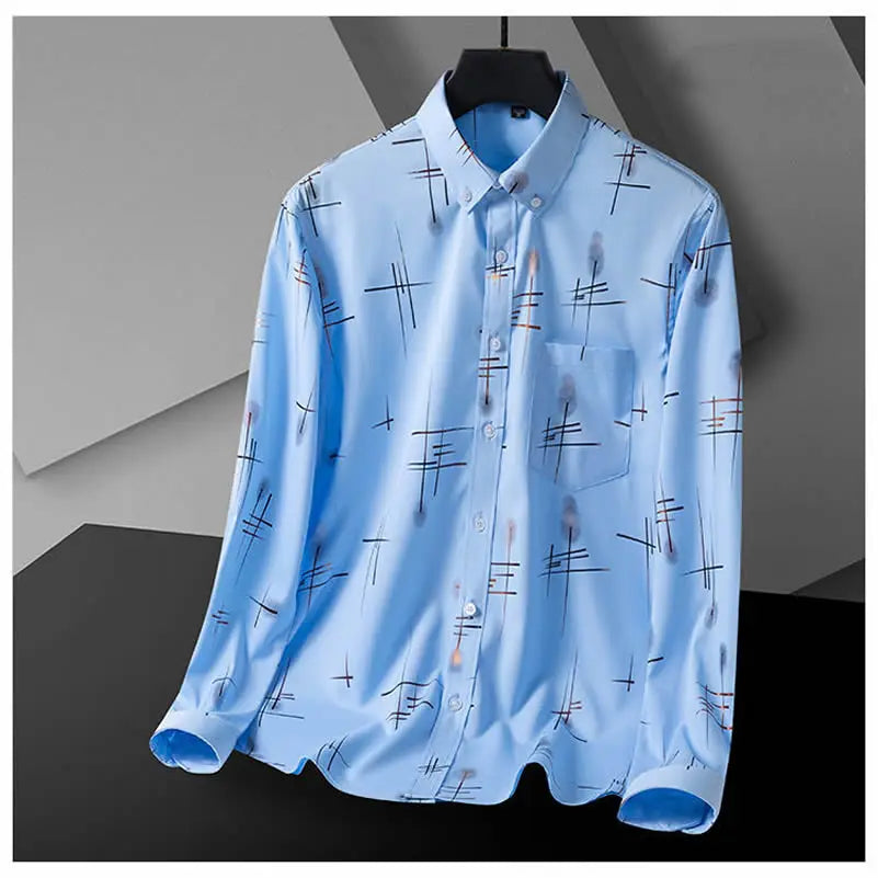   Men's Shirt Long Sleeve Casual Business Breathable Non-iron Fashion Korean chemise homme  Long Sleeve Shirts   EUR Brandsonce   glufigh Brandsonce Brandsonce