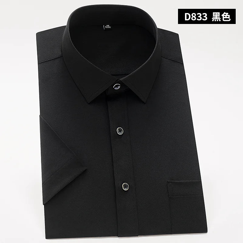   New Hot Short Sleeve Solid Color Men's Shirt Fashionable Business Casual No-Iron Professional  Casual Shirts   EUR Brandsonce   NoEnName_Null Brandsonce Brandsonce