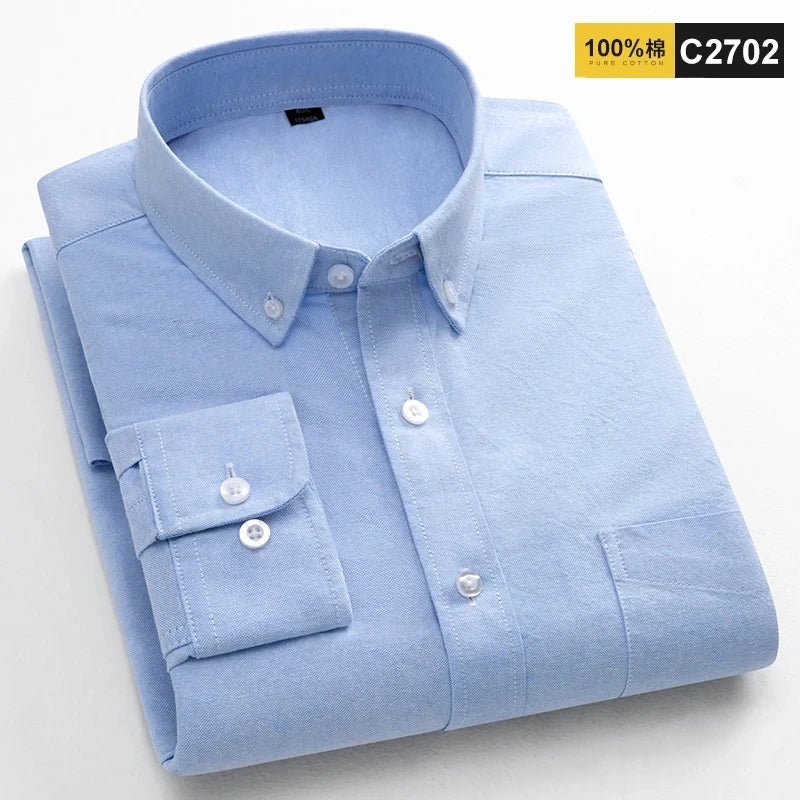   New 100 Cotton Long Sleeve Shirt for Men Oxford Solid Color Striped Shirt Men Long Sleeve Slim Fit  Clothing   EUR Brandsonce   NoEnName_Null Brandsonce Brandsonce