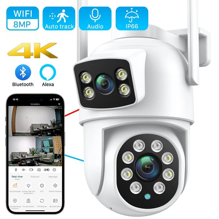   8MP 4K PTZ WIFI Camera Dual Lens Dual Screen 4X Digital Zoom IP Camera with Auto Tracking  Cameras   EUR Brandsonce   ANBIUX Brandsonce Brandsonce