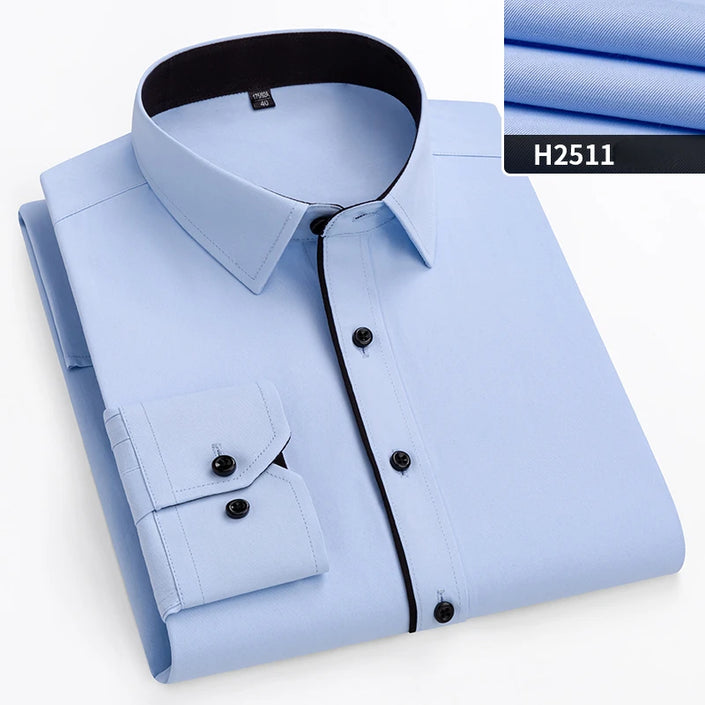   Double Color Slim Fit Men's Shirt Full Sleeve Business Casual Office Apparel Solid Top for Plus Size Men  Clothing   EUR Brandsonce   qi xiu cai Brandsonce Brandsonce