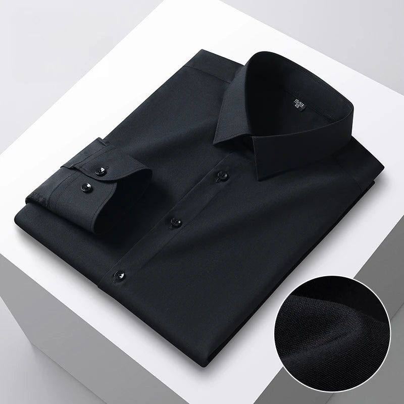   New  free office clothes hight quality silk solid color long-sleeve shirts for men slim fit formal shirt soft wrinkle  Clothing   EUR Brandsonce   qi xiu cai Brandsonce Brandsonce