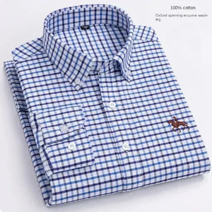   100% Pure Cotton Men's Long Sleeve Oxford Spinning Shirt Business Leisure Embroidery Pocket Slim  Clothing   EUR Brandsonce   NoEnName_Null Brandsonce Brandsonce